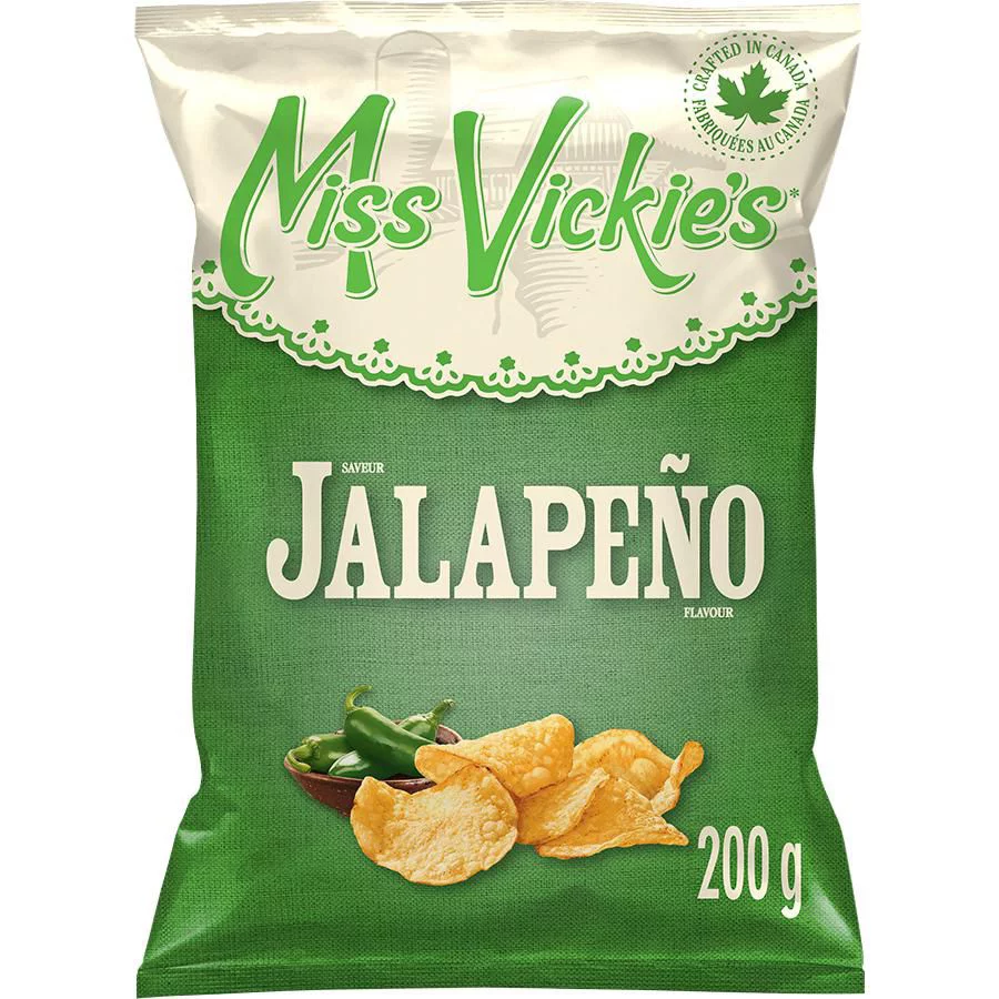 Miss Vickie's Jalapeño flavour kettle cooked potato chips, 200g