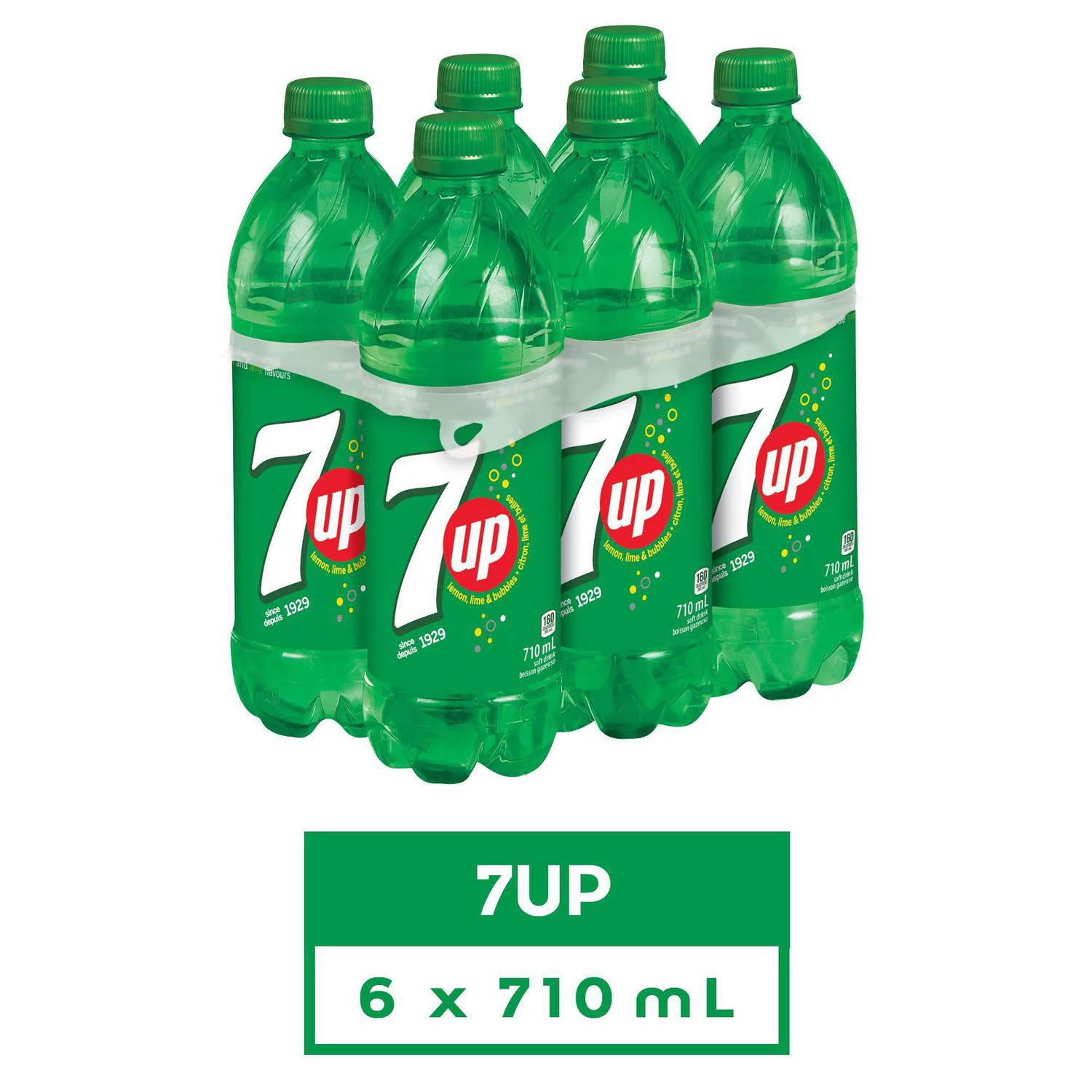 7up Soft Drink, 710ml Bottles, 6 Pack