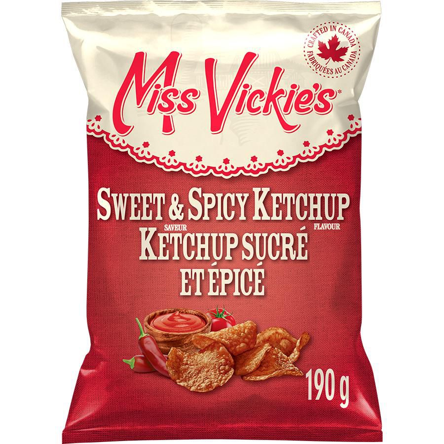 Miss Vickie's Sweet & Spicy Ketchup flavour kettle cooked potato chips, 190g