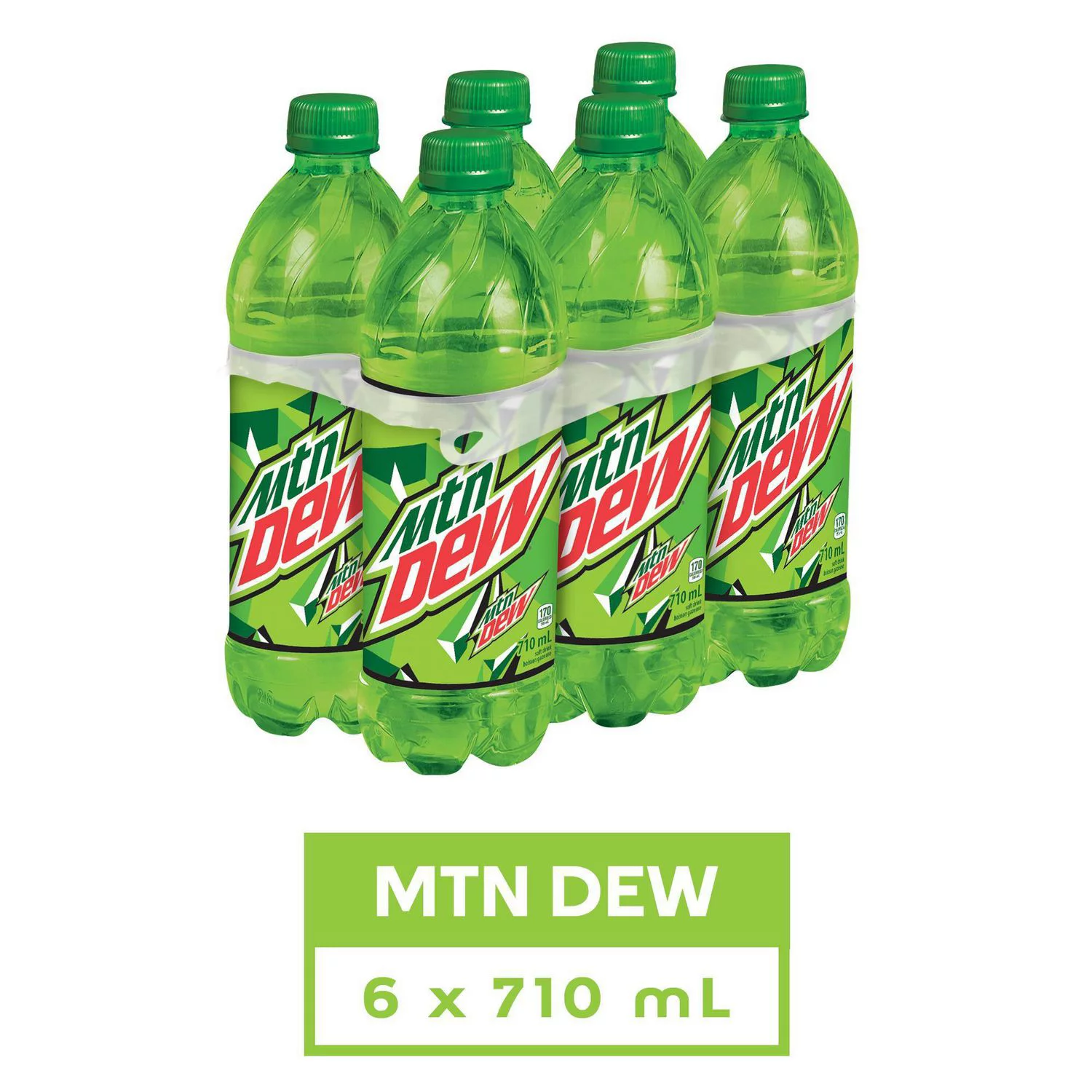 Mountain Dew Soft Drink, 710ml Bottles, 6 Pack