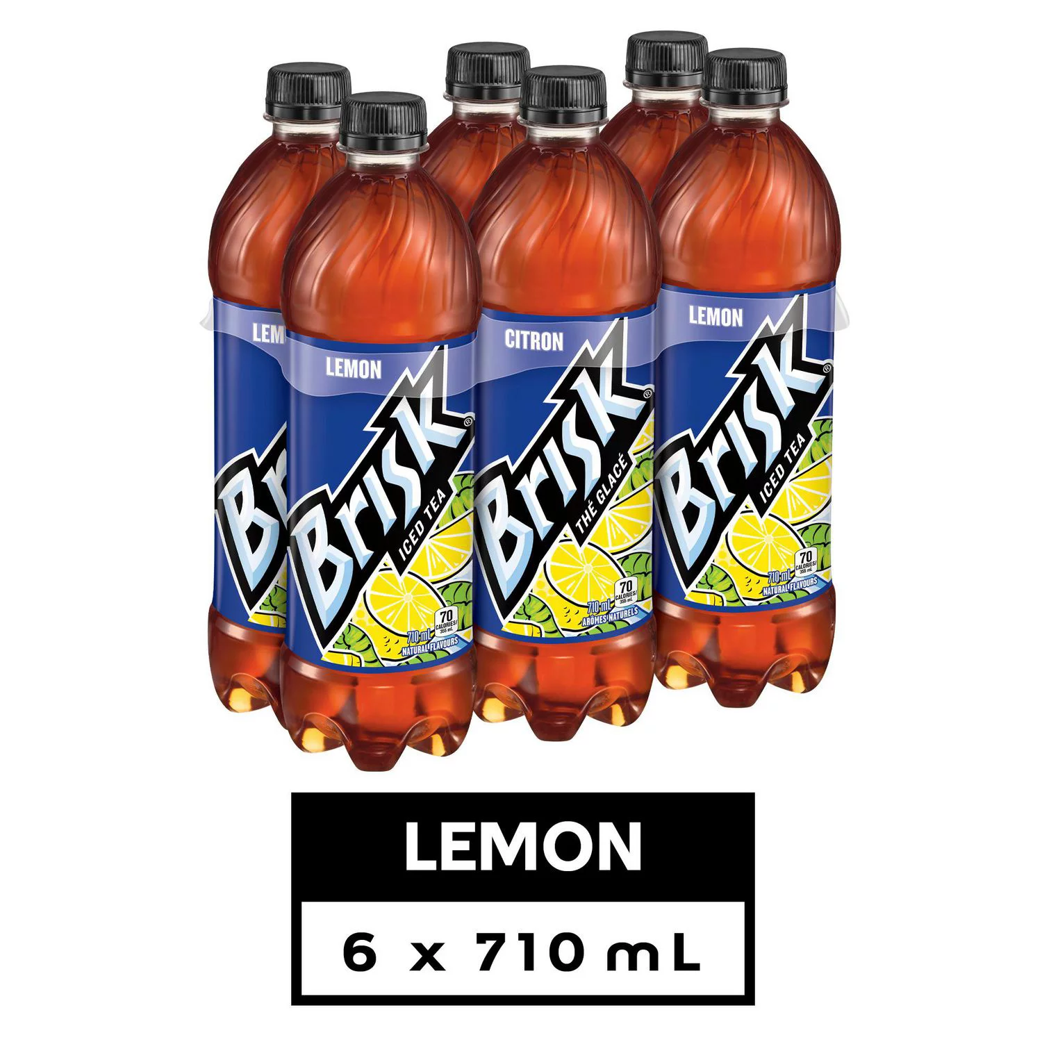 Brisk Lemon Iced Tea, 710ml Bottles, 6 Pack