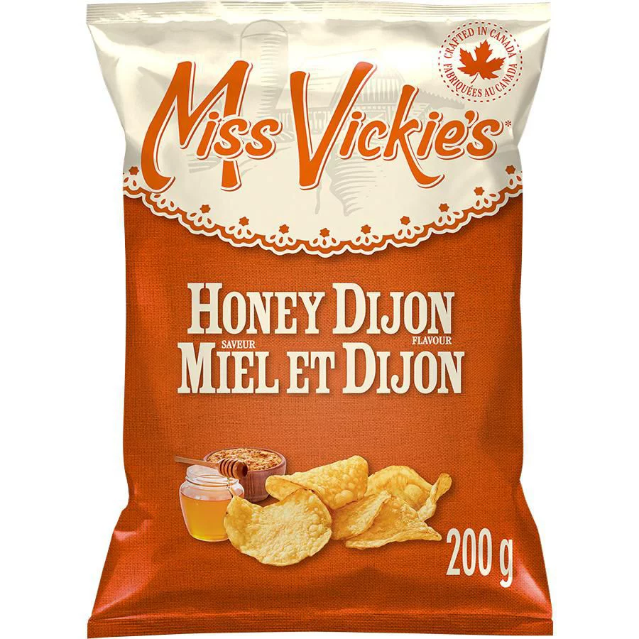 Miss Vickie’s Honey Dijon flavour kettle cooked potato chips, 200g